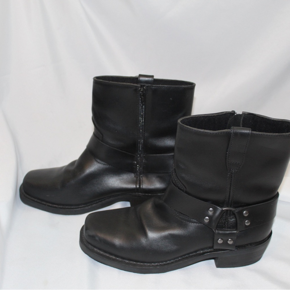 Dingo Rev Up Square Toe Motorcycle  Mens Black Casual Boots DI19090 - Picture 4 of 7